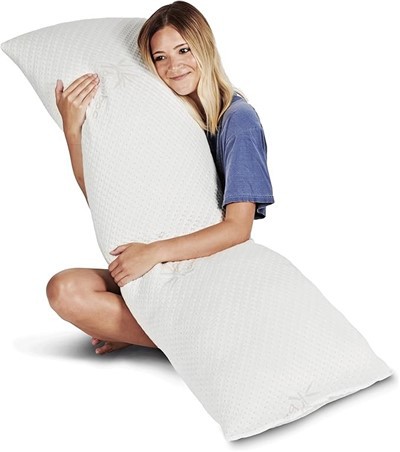 Pillow tal-ġisem tal-fowm tal-memorja tal-ġell tat-tkessiħ tal-adulti 20x54 abjad għall-irqad tal-ġenb